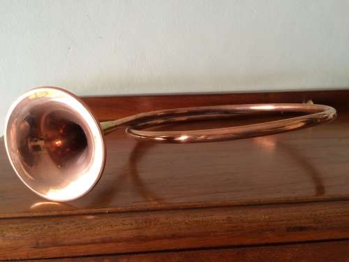 Pair of brass and copper hunter's horns